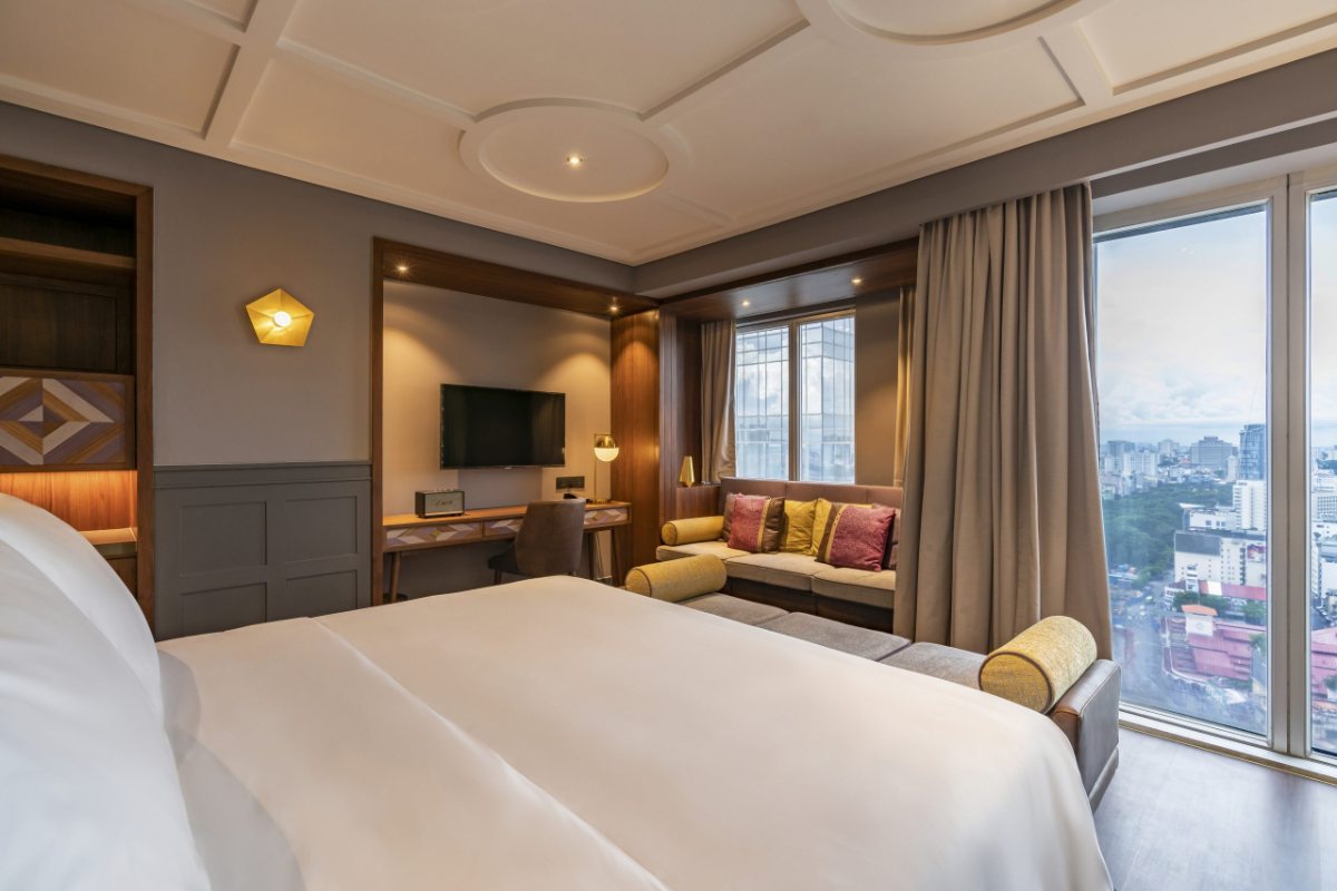 Deluxe room with panoramic window at Fusion Original Saigon Centre