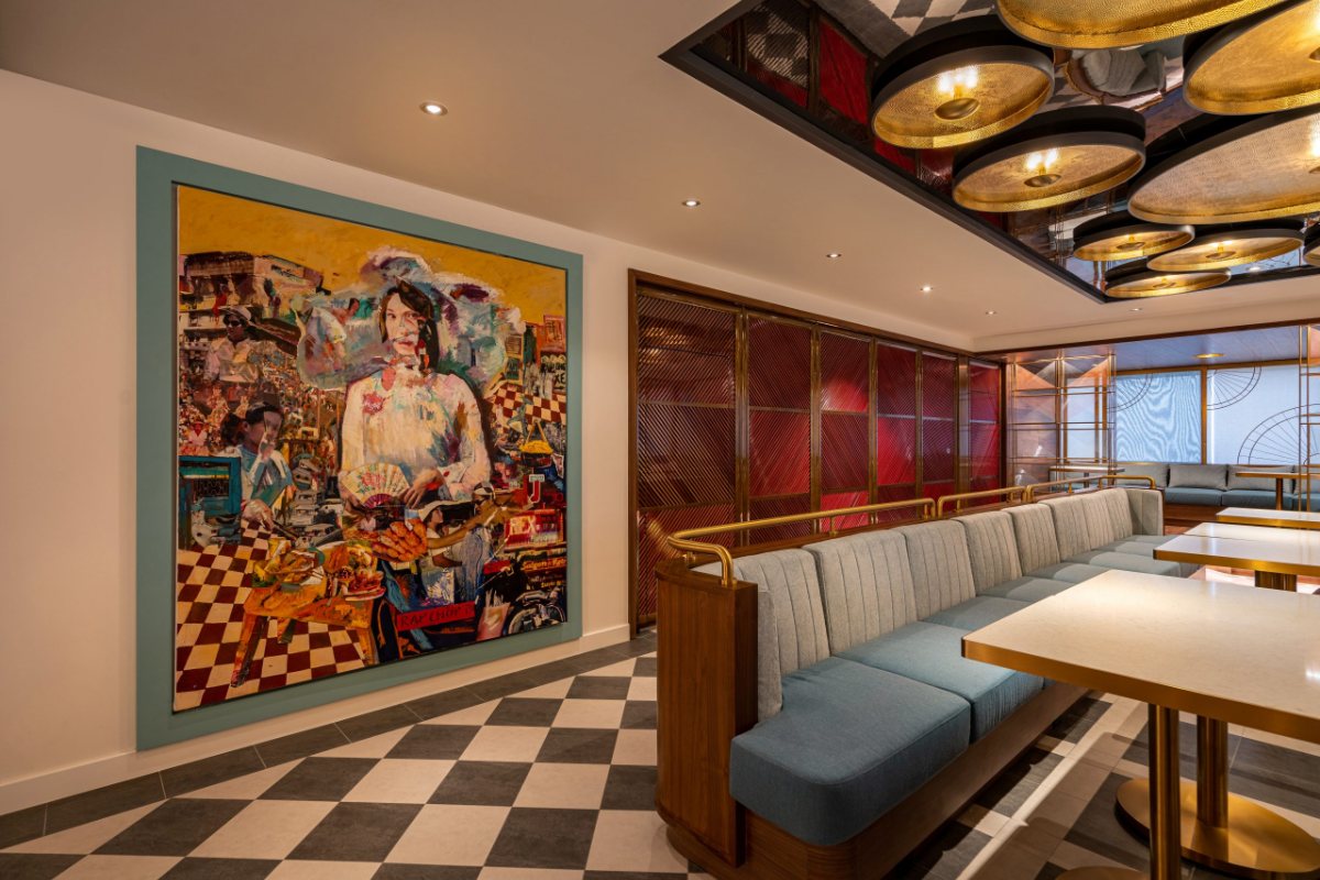 Dining room with Vietnamese art at Miss Thu, Fusion Original Saigon Centre