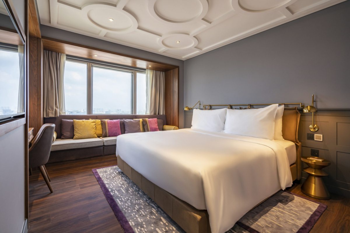 Master bedroom of the Two-Bedroom Executive Suite at Fusion Original Saigon Centre