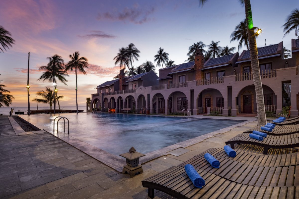 Pool at sunset at Le Viva Resort Mui Ne