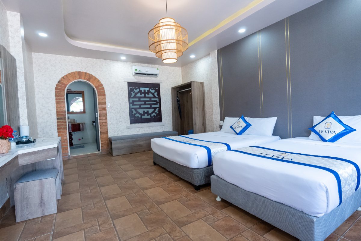 Beds in the triple room at Le Viva Resort Mui Ne