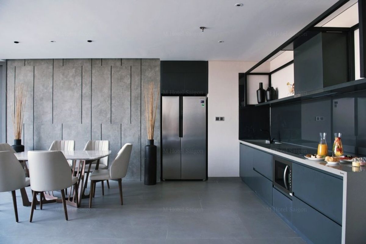 Kitchen and dining area of the Penthouse at M Hotel Saigon