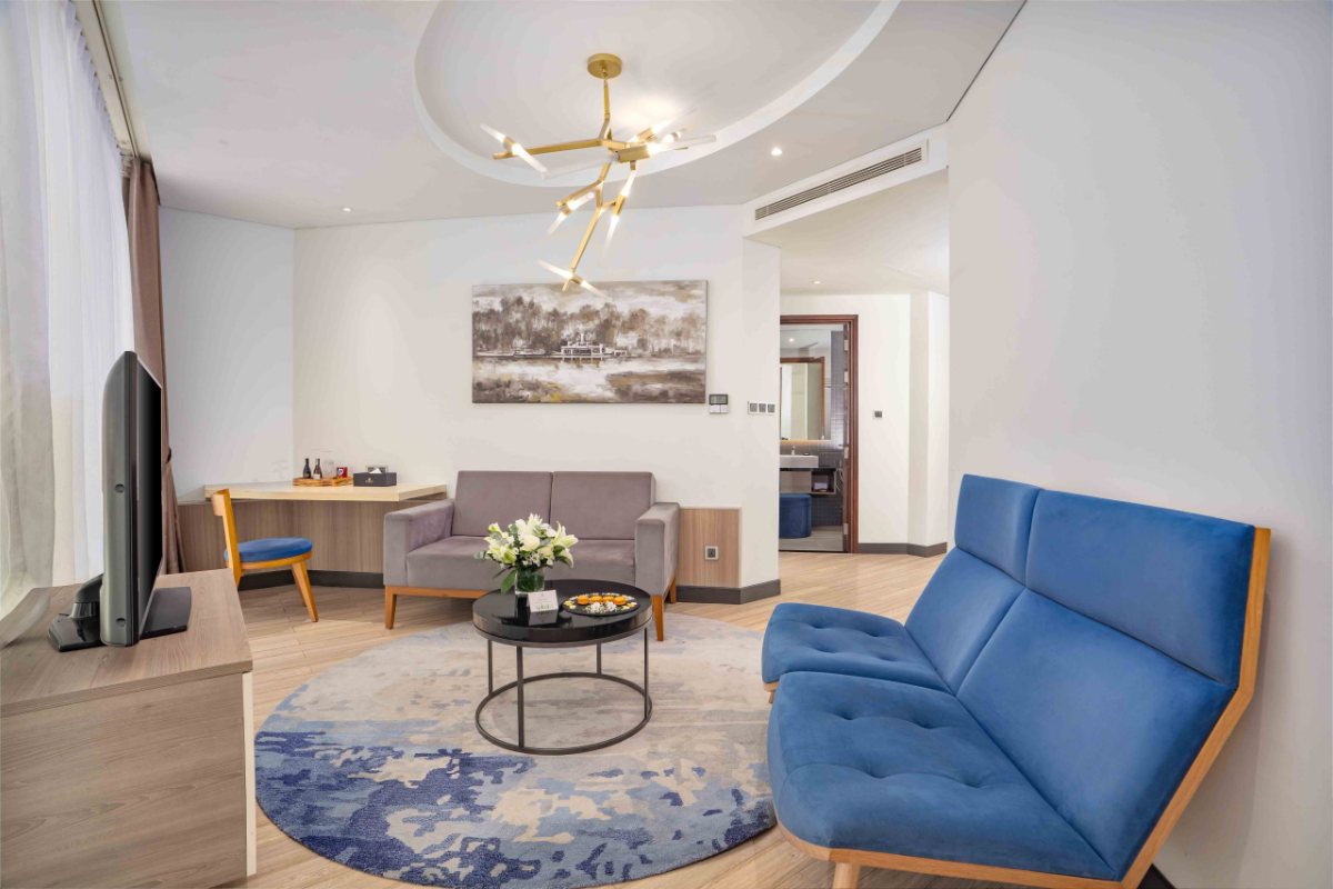 Living room of the Family Suite at Nesta Valley Dalat