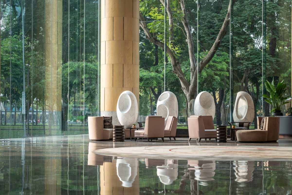Lobby with artworks at New World Saigon Hotel