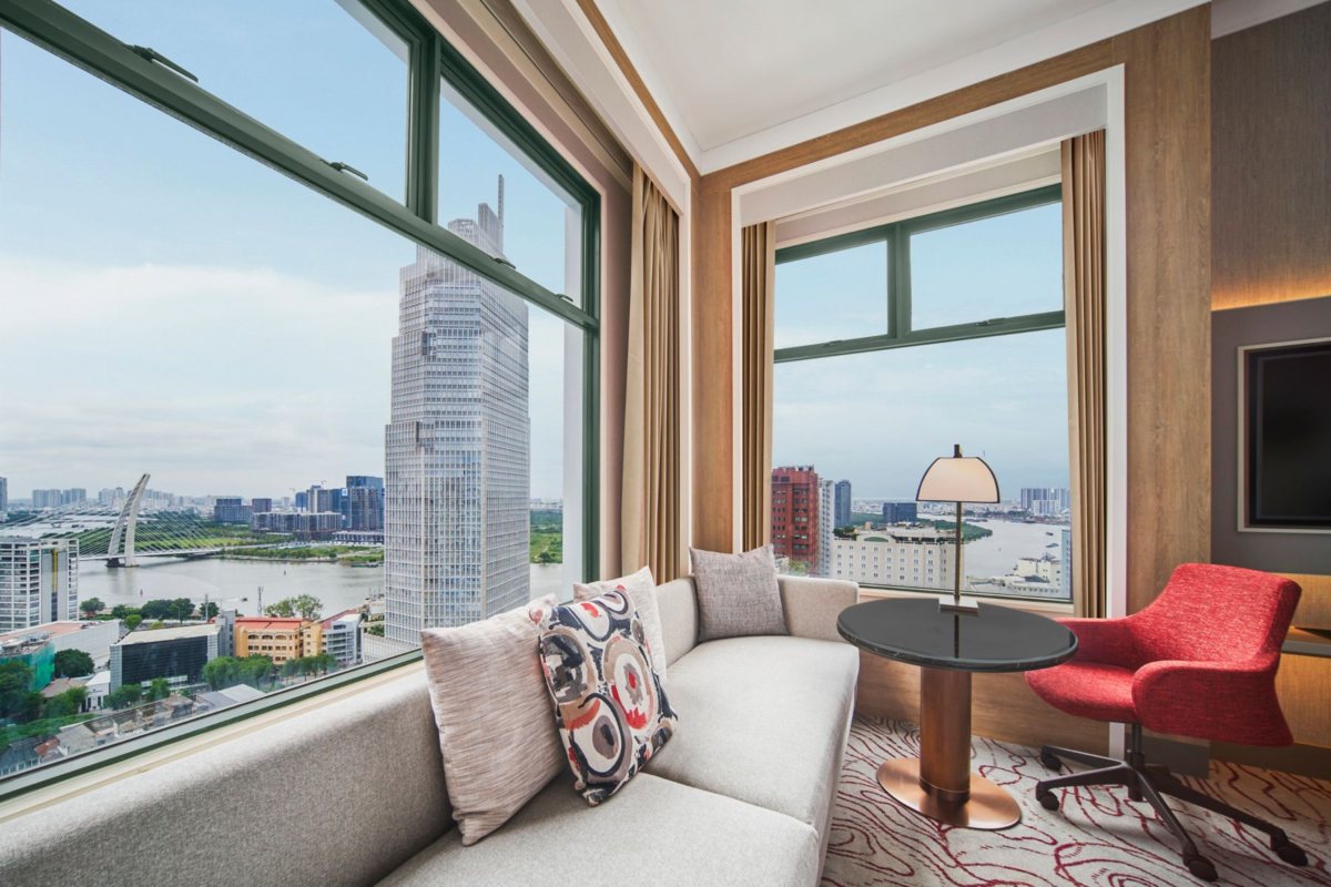 Guest room with city view at Sheraton Saigon Grand Opera Hotel